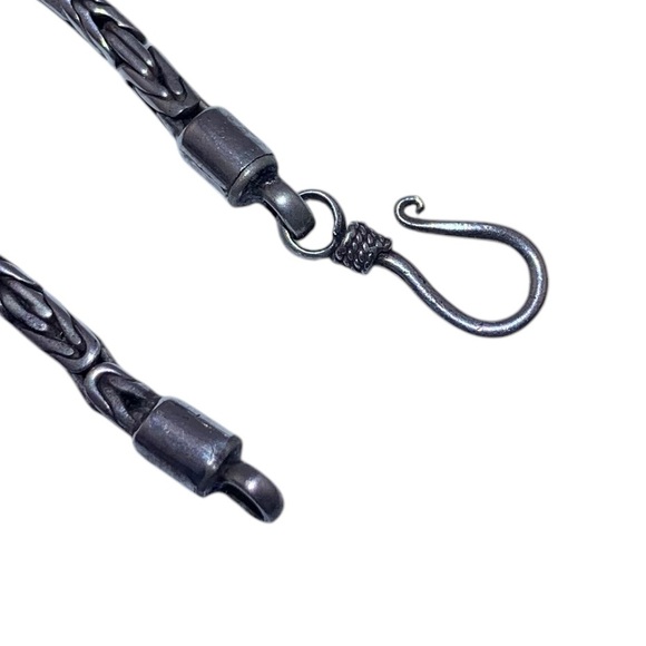 Sterling Silver Byzantine link necklace 24" Bali Style hook clasp Vintage - Picture 3 of 7